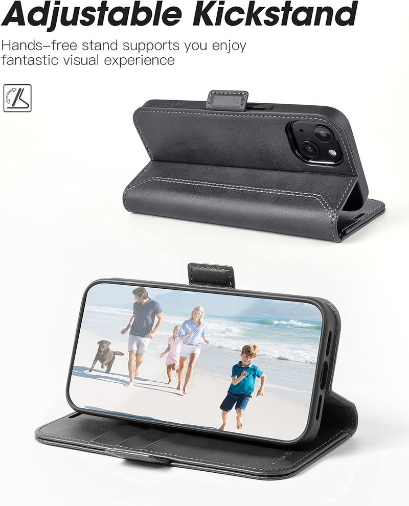 OCASE Retro Series Compatible with iPhone 13 Wallet Case with Card Holders [RFID Blocking][TPU Inner Shell ][Kickstand] PU Leather Flip Folio Shockproof Phone Cover 6.1 inch 2021 (Black) - Image 4
